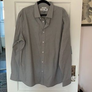 NWT Men Gray Check Slim Fit Button Down Shirt XL